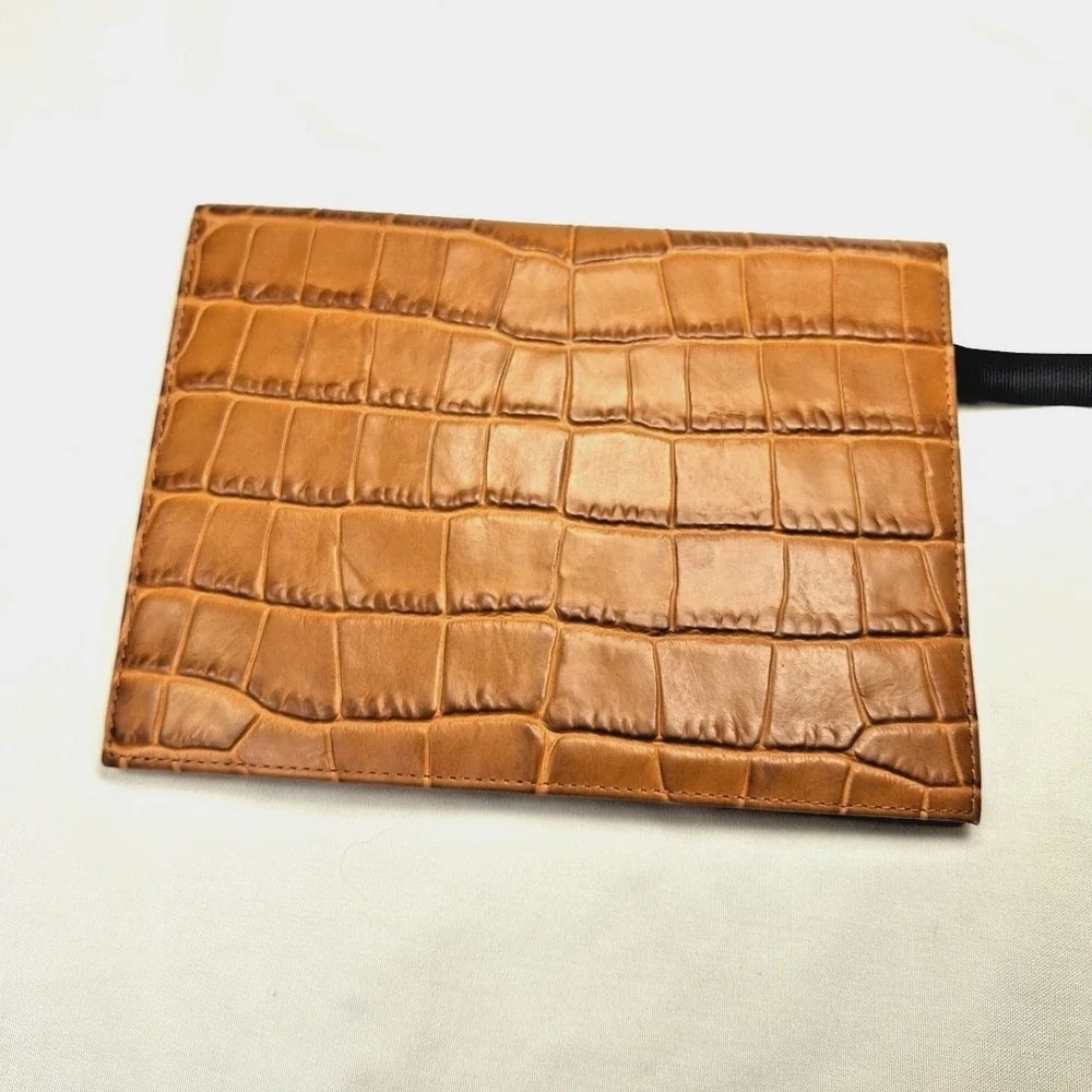 Brahmin Journal Notebook Diary Melbourne Pecan Tan Croc Print Leather Luxury